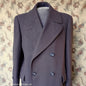 Vintage Mens 1940s Double Breasted Overcoat Coat Brown Wool Back Belt 40"