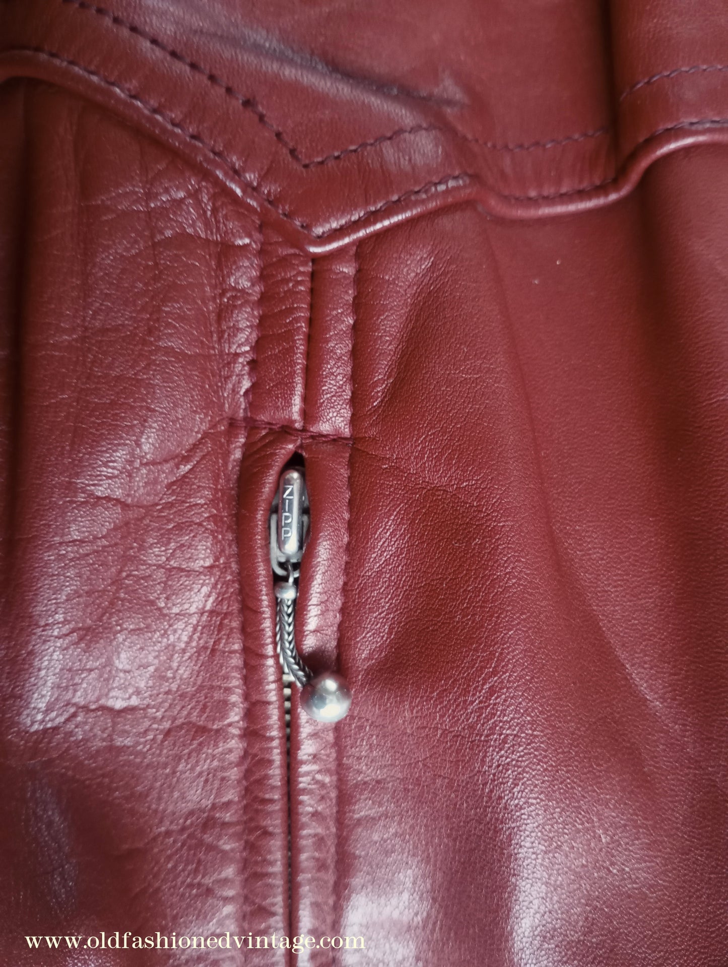 Rare Vintage 1940s 50s Red Leather Jacket Belted Zip Pockets UK S/M