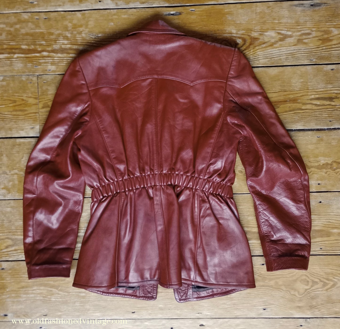 Rare Vintage 1940s 50s Red Leather Jacket Belted Zip Pockets UK S/M