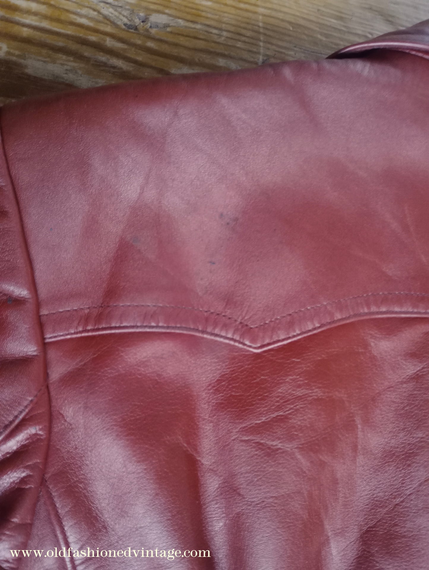 Rare Vintage 1940s 50s Red Leather Jacket Belted Zip Pockets UK S/M