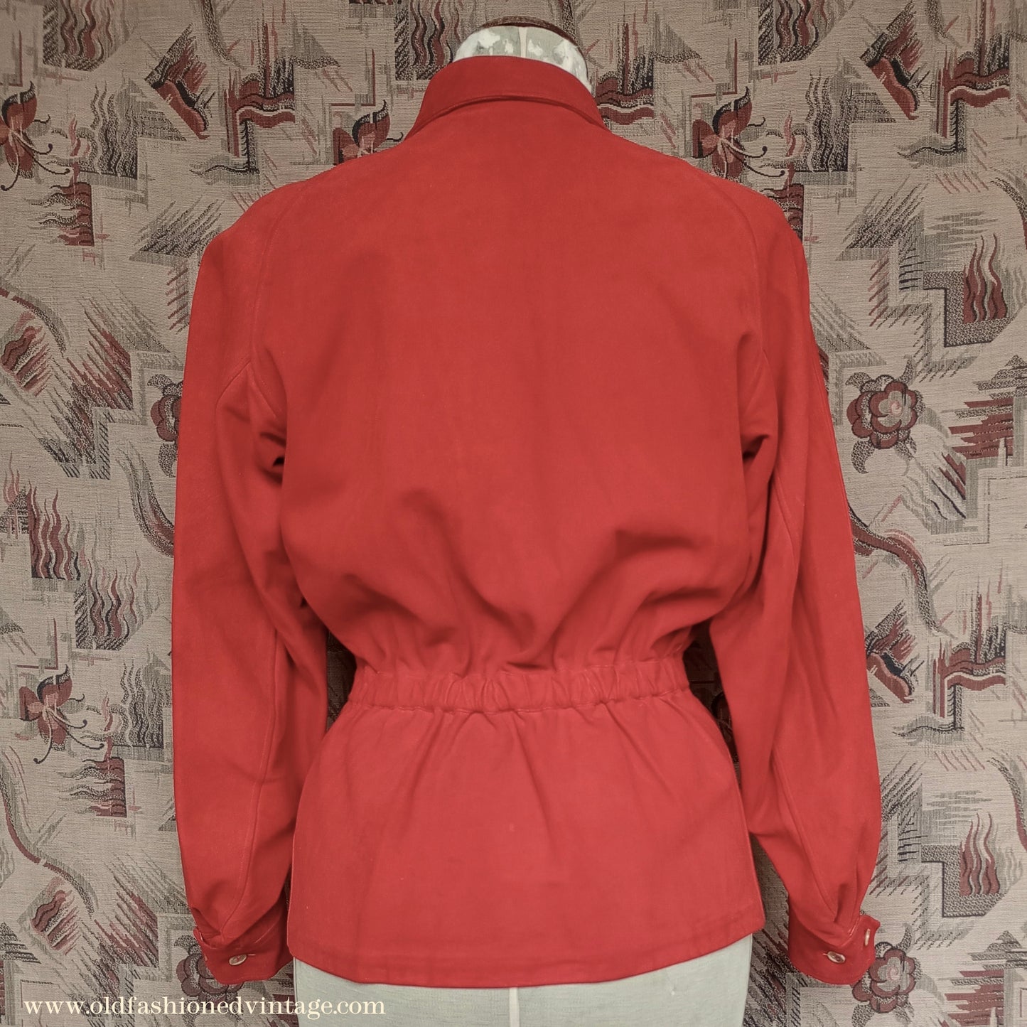 Rare Vintage Lillywhites 1940s Flame Orange Suede Leather Raglan Jacket UK S/M