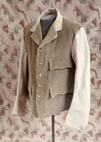 Vintage Mens 1940s 50s Brewery Drayman's Jacket Corduroy Moleskin Delivery Driver Sleeved Waist Coat Workwear 44"