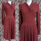 Vintage 1940s Dress Russet Chestnut Rayon Crepe UK XS/S