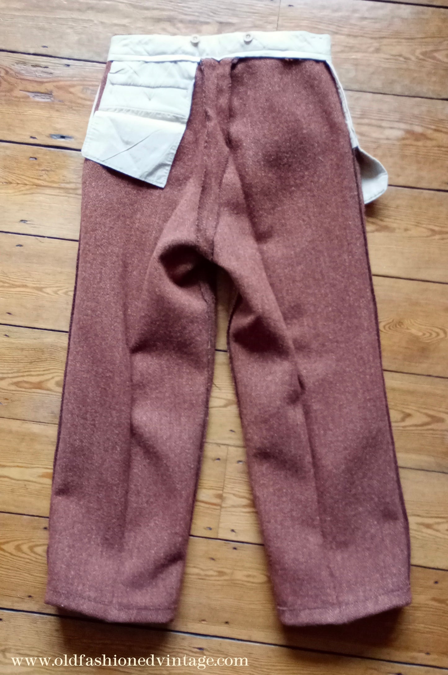 Vintage Mens 1940s Ginger Herringbone Tweed Trousers Rust Brown Pants 31 x 29