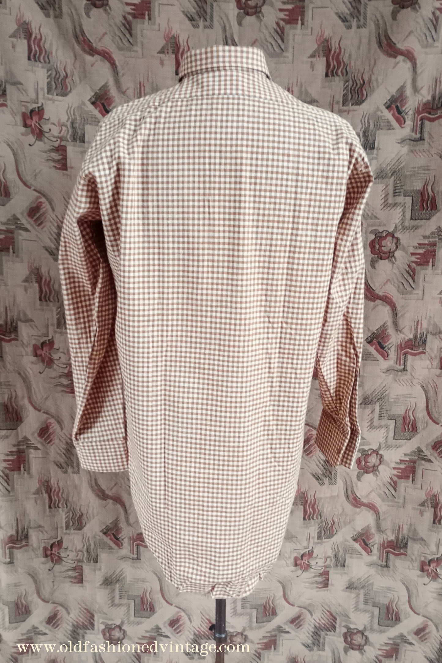 Vintage Mens NOS 1970s "Radiac" Checked Cotton Pullover Shirt British Overhead Tunic Half Buttoned 17"