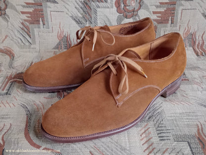 Vintage Mens 1950s NOS Suede Shoes Ginger Tobacco Unworn UK 7.5