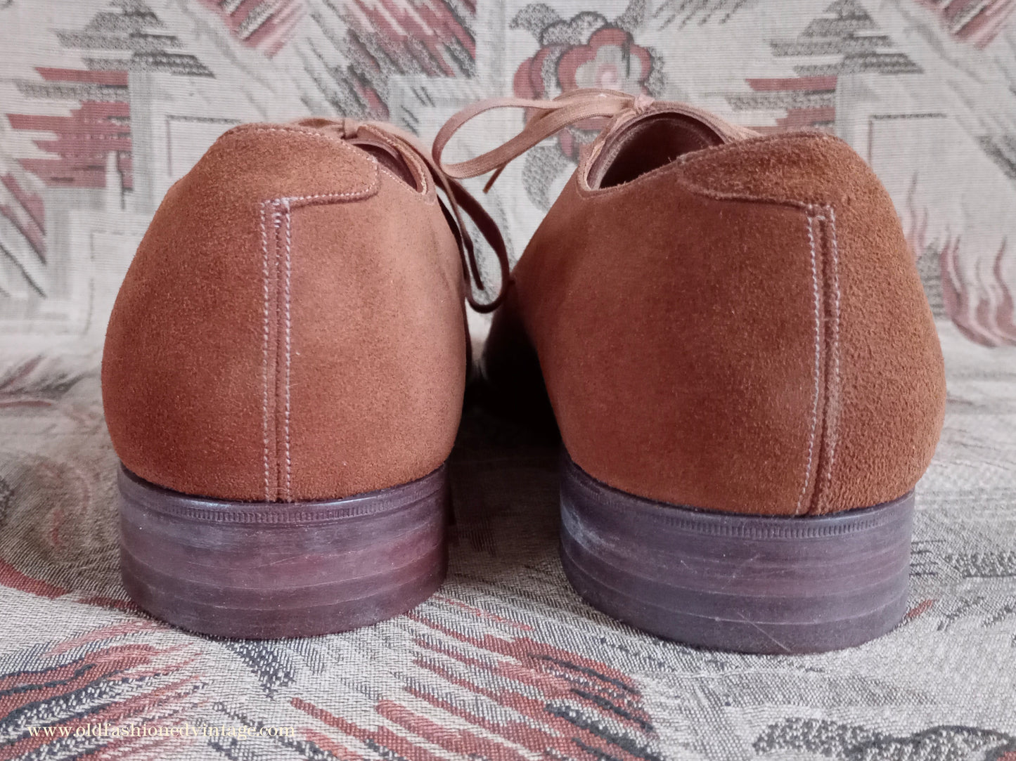 Vintage Mens 1950s NOS Suede Shoes Ginger Tobacco Unworn UK 7.5