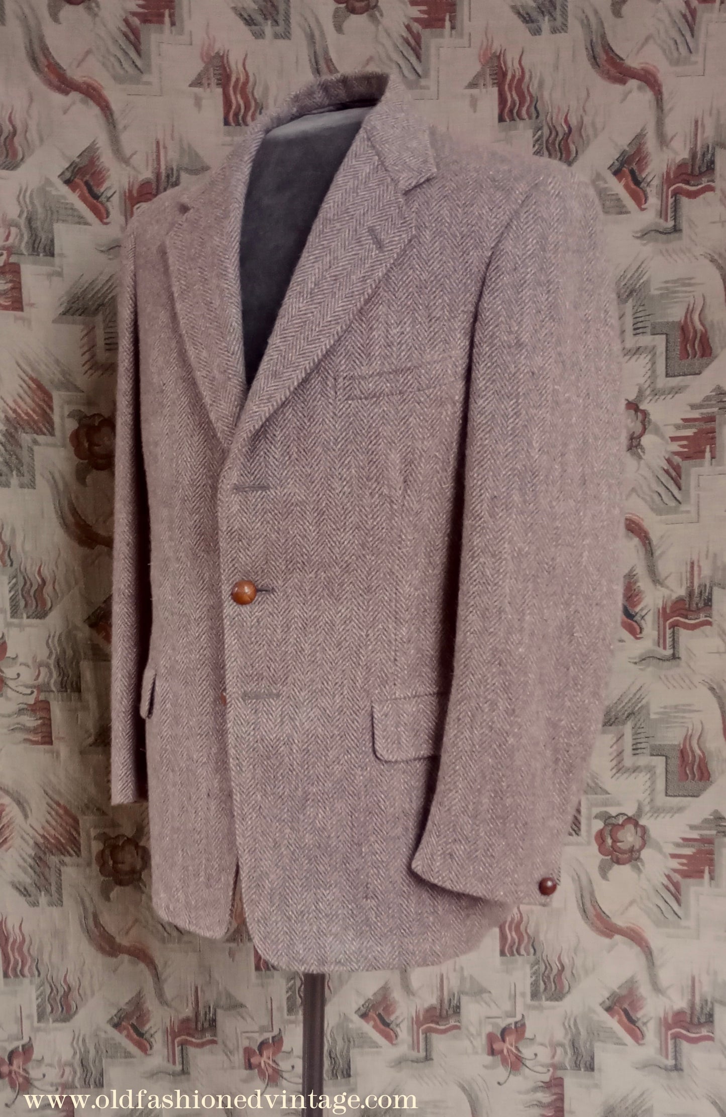 Vintage Mens 1950s Honorbilt Tweed Sports Jacket Herringbone Brown 38"