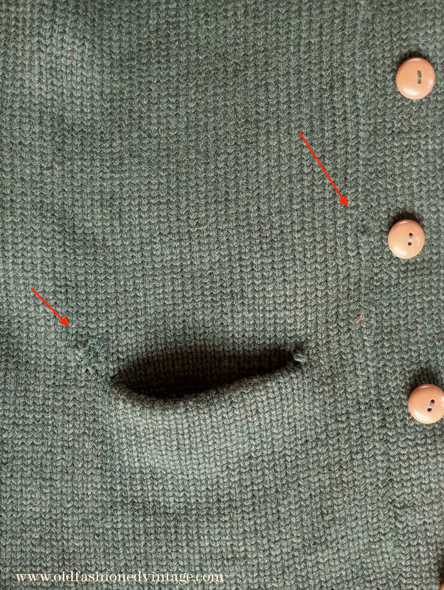 Vintage Mens 1930s 1940s Bottle Green Chunky Cardigan College Varsity Sweater Knit Knitted Wool Jacket UK S
