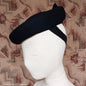 Vintage 1940s Black Felt Hat Perch Tilt Brimmed Beret Topper