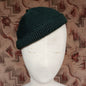 Vintage Style Crochet Beanie Hat Green Wool Skull Cap