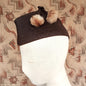 Vintage 1930s 1940s French Brown Felt Hat Forage Side Cap Pom Pom Fur Trim