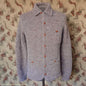 Vintage Mens 1980s Bill Blass Cardigan Jacket Taupe Donegal Fleck Knit Knitted Wool Sweater  UK S
