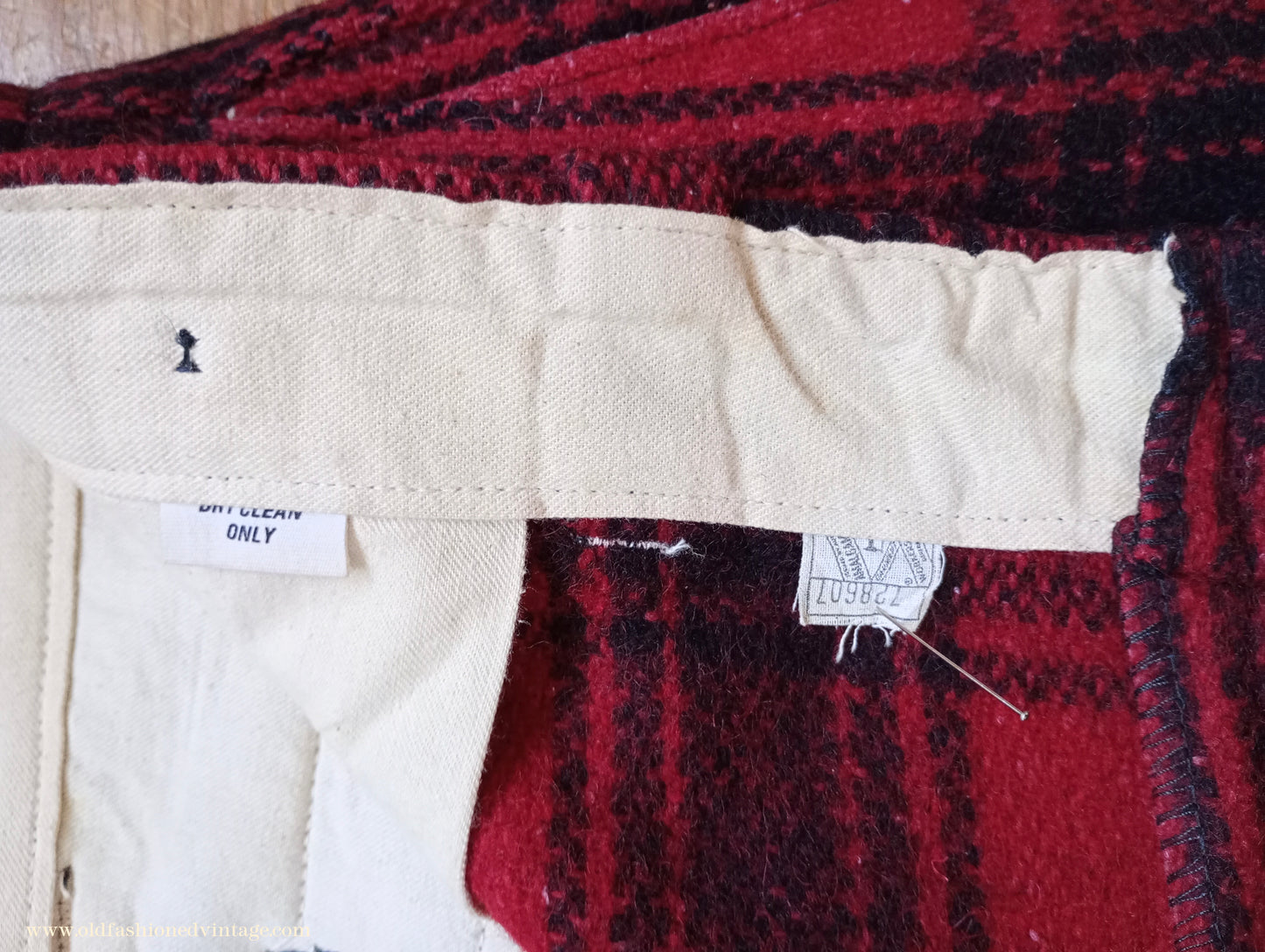 Vintage Mens 1940s 1950s American Red Black Plaid Wool Trousers XL 42"