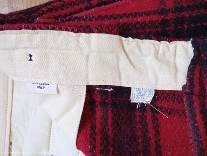 Vintage Mens 1940s 1950s American Red Black Plaid Wool Trousers XL 42"