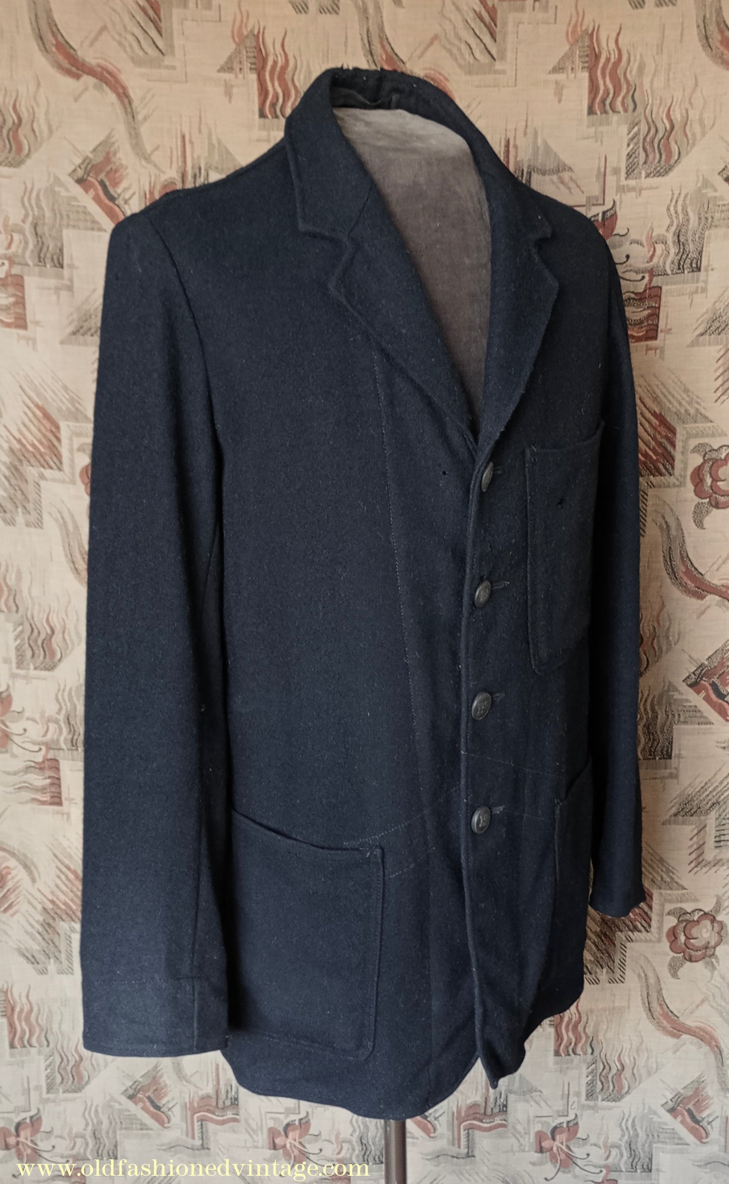 Vintage Mens 1950s British Rail Drivers Work Jacket Black Wool Workwear Coat 38"/40"