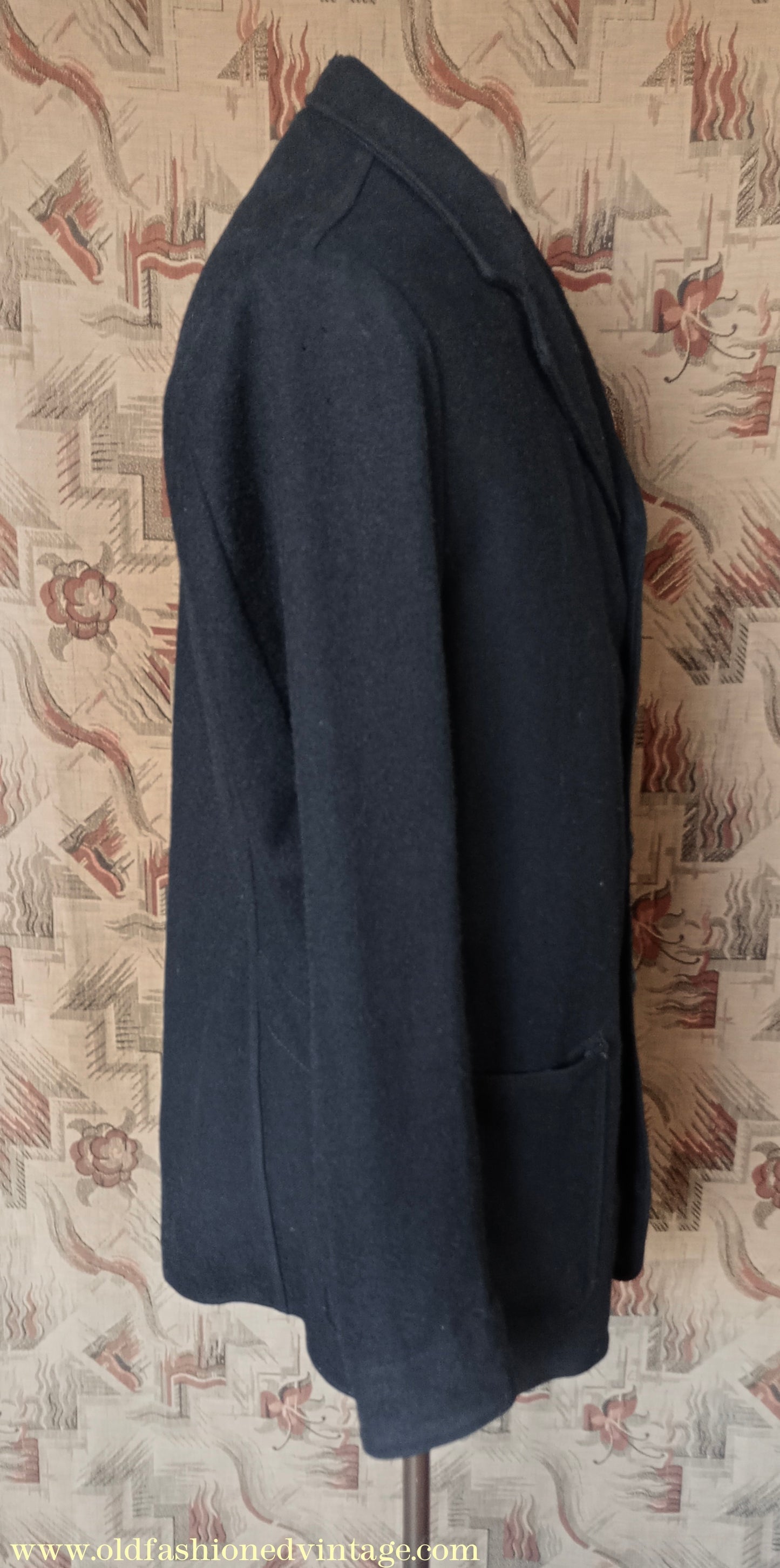 Vintage Mens 1950s British Rail Drivers Work Jacket Black Wool Workwear Coat 38"/40"