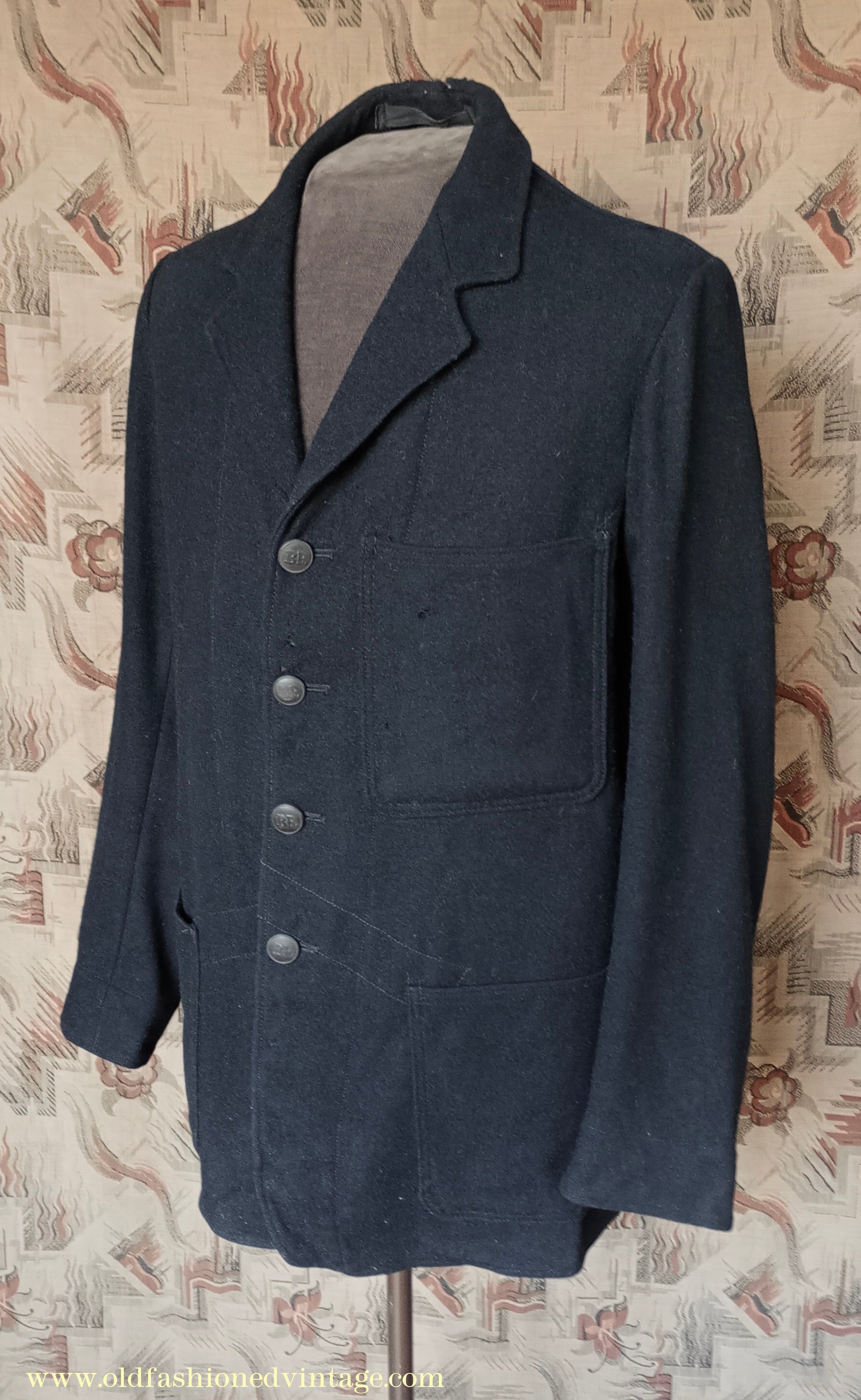 Vintage Mens 1950s British Rail Drivers Work Jacket Black