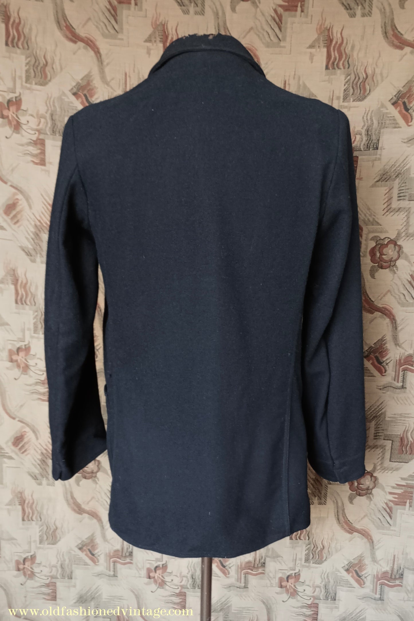 Vintage Mens 1950s British Rail Drivers Work Jacket Black Wool Workwear Coat 38"/40"