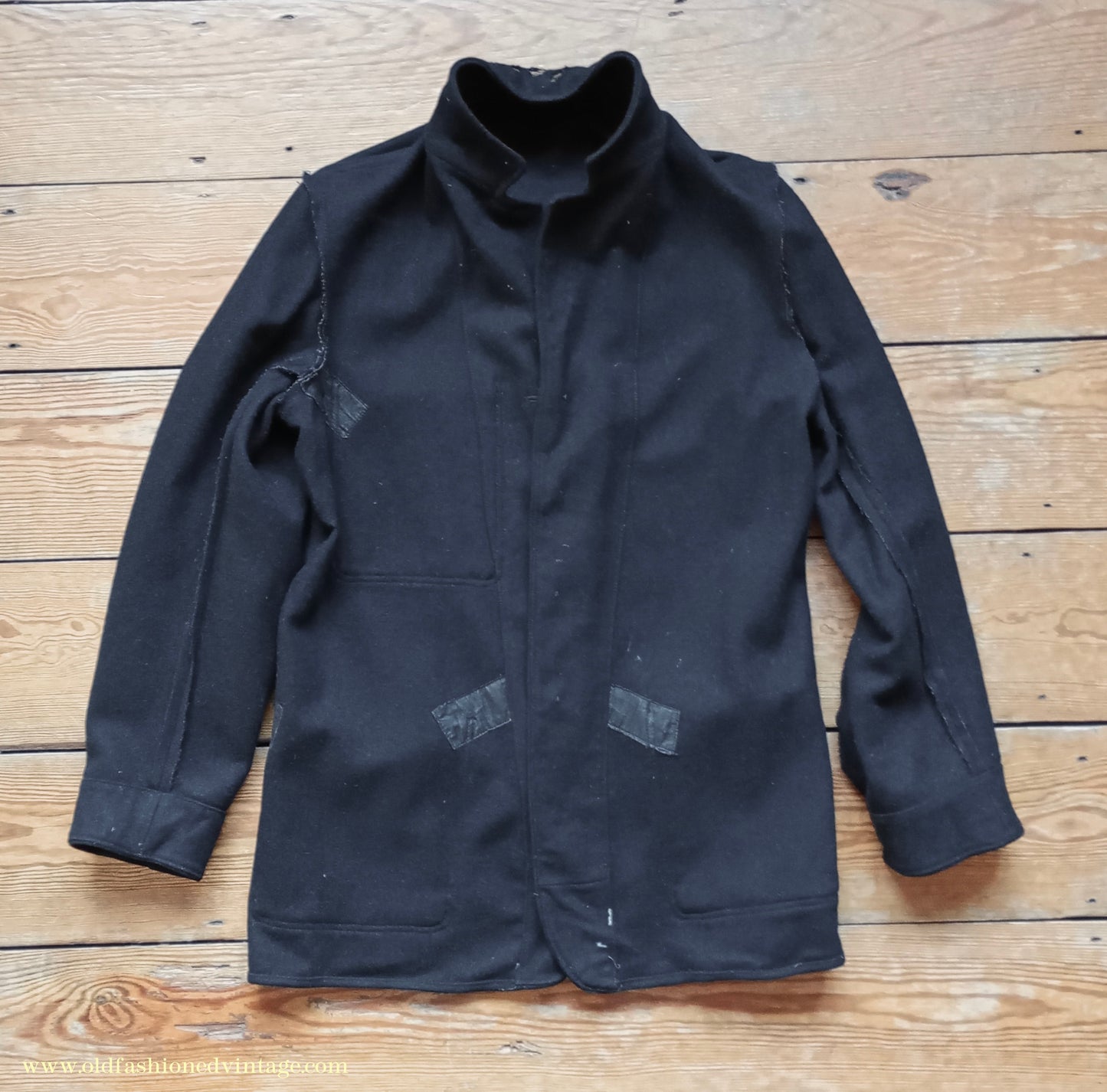 Vintage Mens 1950s British Rail Drivers Work Jacket Black Wool Workwear Coat 38"/40"