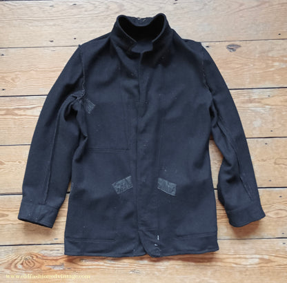 Vintage Mens 1950s British Rail Drivers Work Jacket Black Wool Workwear Coat 38"/40"