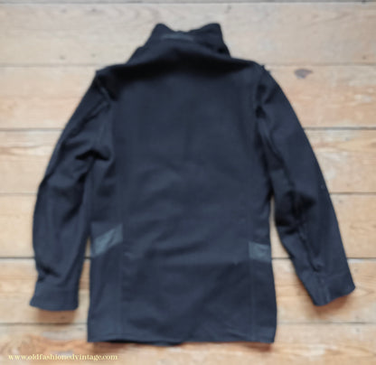 Vintage Mens 1950s British Rail Drivers Work Jacket Black Wool Workwear Coat 38"/40"