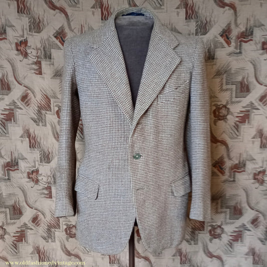Vintage Mens 1950s Harris Tweed Sports Jacket Brown Blue Check 38"