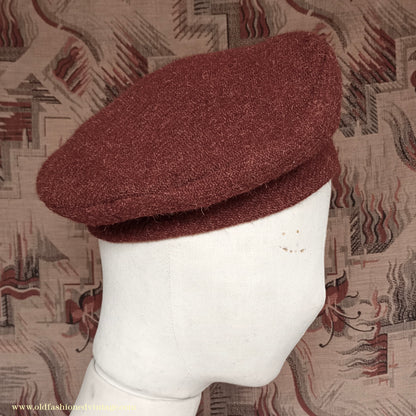 Vintage 1940s Ginger Brown Tweed Tam O'Shanter Tammy Beret