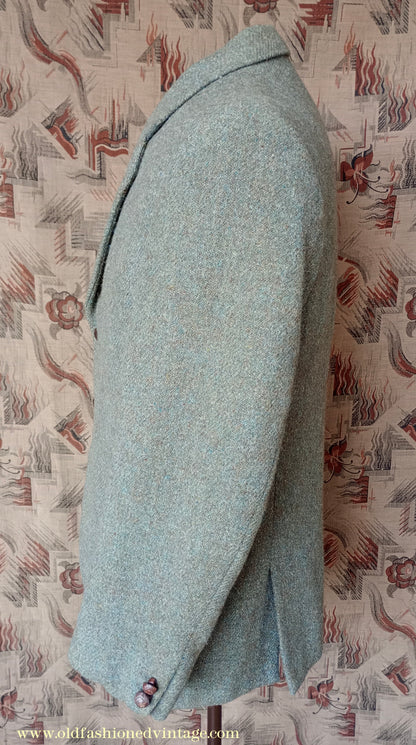 Vintage Mens 1950s Harris Tweed Sports Jacket Green Marl 38"