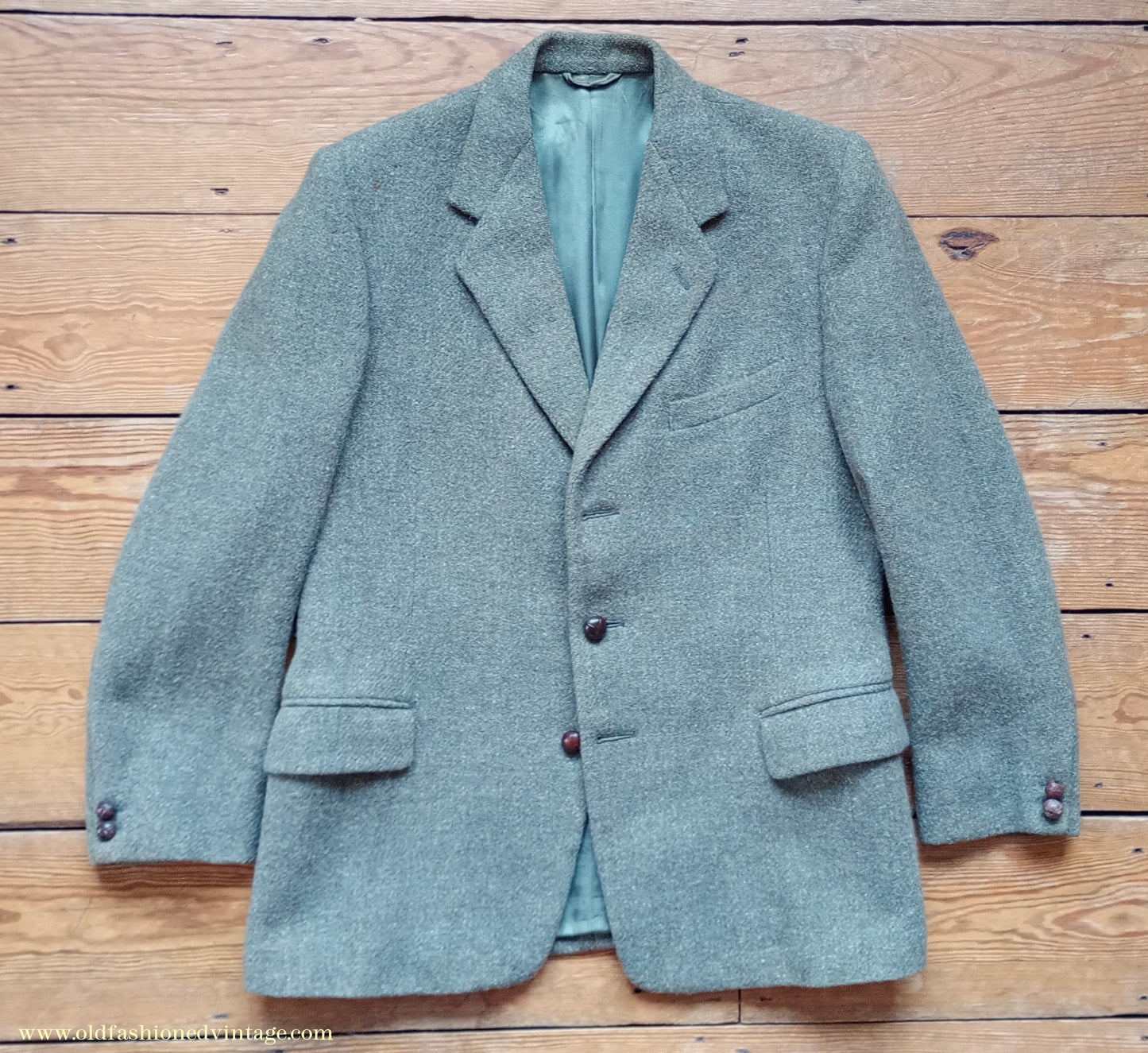 Vintage Mens 1950s Harris Tweed Sports Jacket Green Marl 38"
