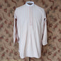 Vintage Mens 1930s Striped Wool Collarless Pullover Shirt Work Grandad British Half Placket 15"