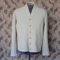 Vintage Mens 1940s 1950s Catalina Jersey Knit Cardigan Jacket Beige Knitted Wool Sweater XL