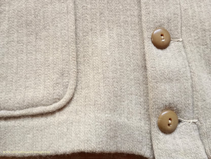 Vintage Mens 1940s 1950s Catalina Jersey Knit Cardigan Jacket Beige Knitted Wool Sweater XL