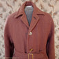 Vintage Mens 1940s Bespoke Harris Tweed Raglan Overcoat Balmacaan Coat Rust Brown S