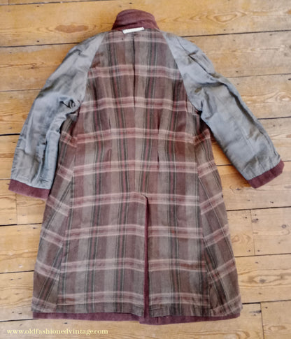 Vintage Mens 1940s Bespoke Harris Tweed Raglan Overcoat Balmacaan Coat Rust Brown S