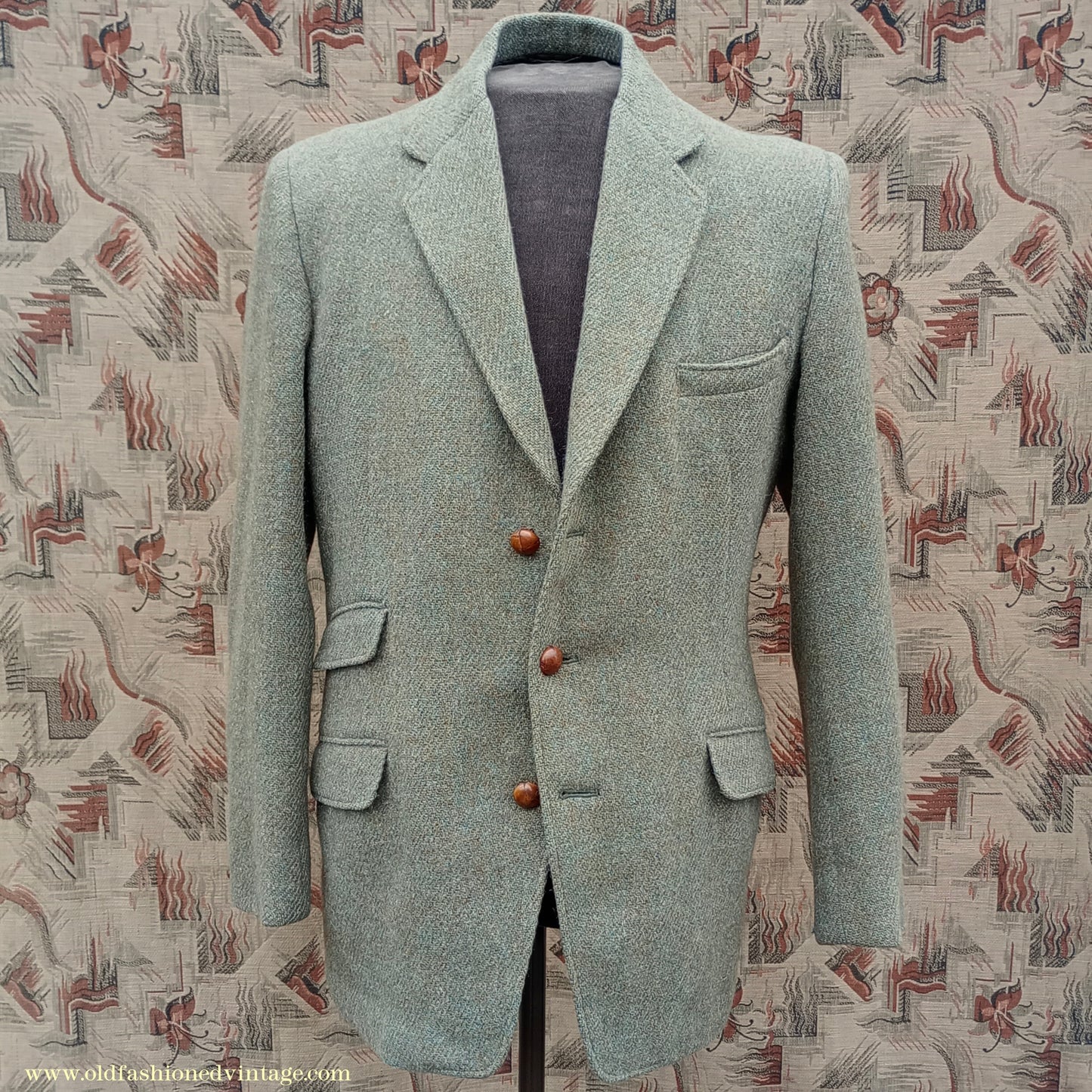 Vintage Mens 1950s 1960s Harris Tweed Sports Jacket Green Marl 38"
