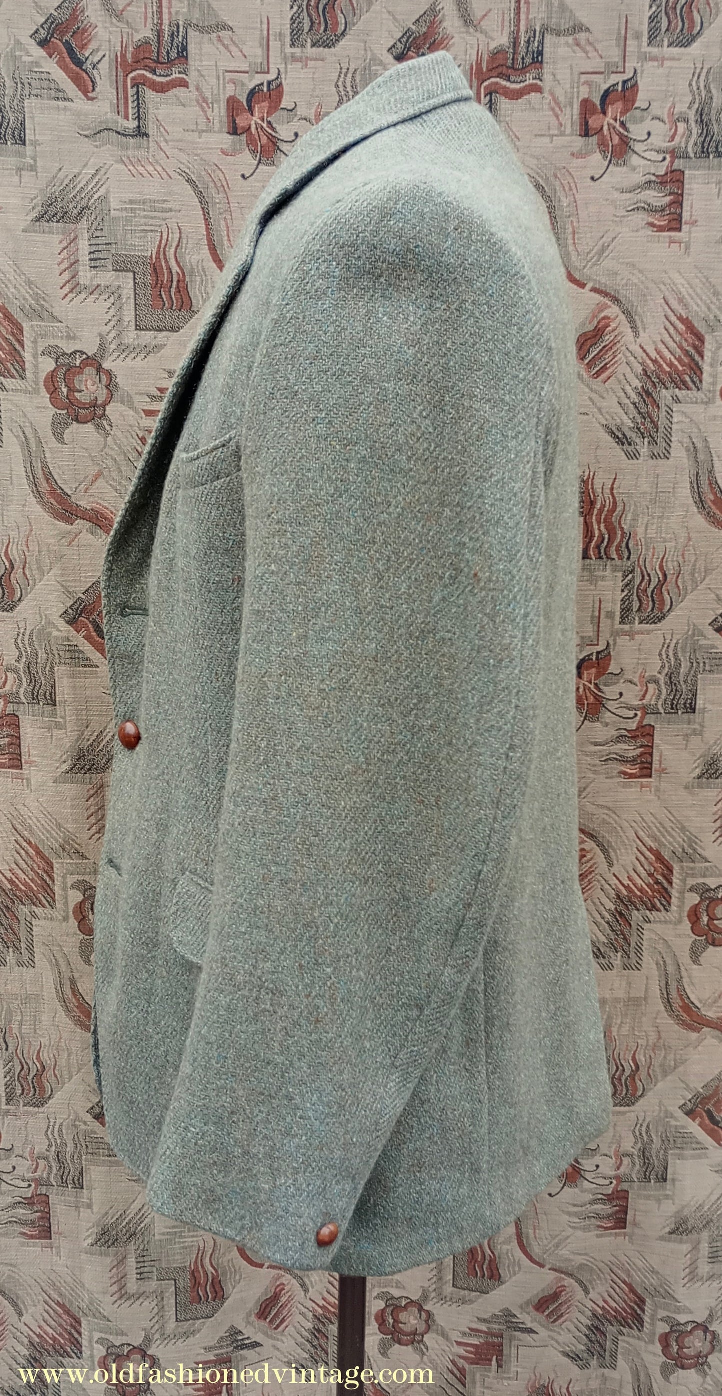 Vintage Mens 1950s 1960s Harris Tweed Sports Jacket Green Marl 38"