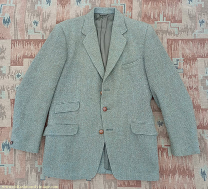 Vintage Mens 1950s 1960s Harris Tweed Sports Jacket Green Marl 38"