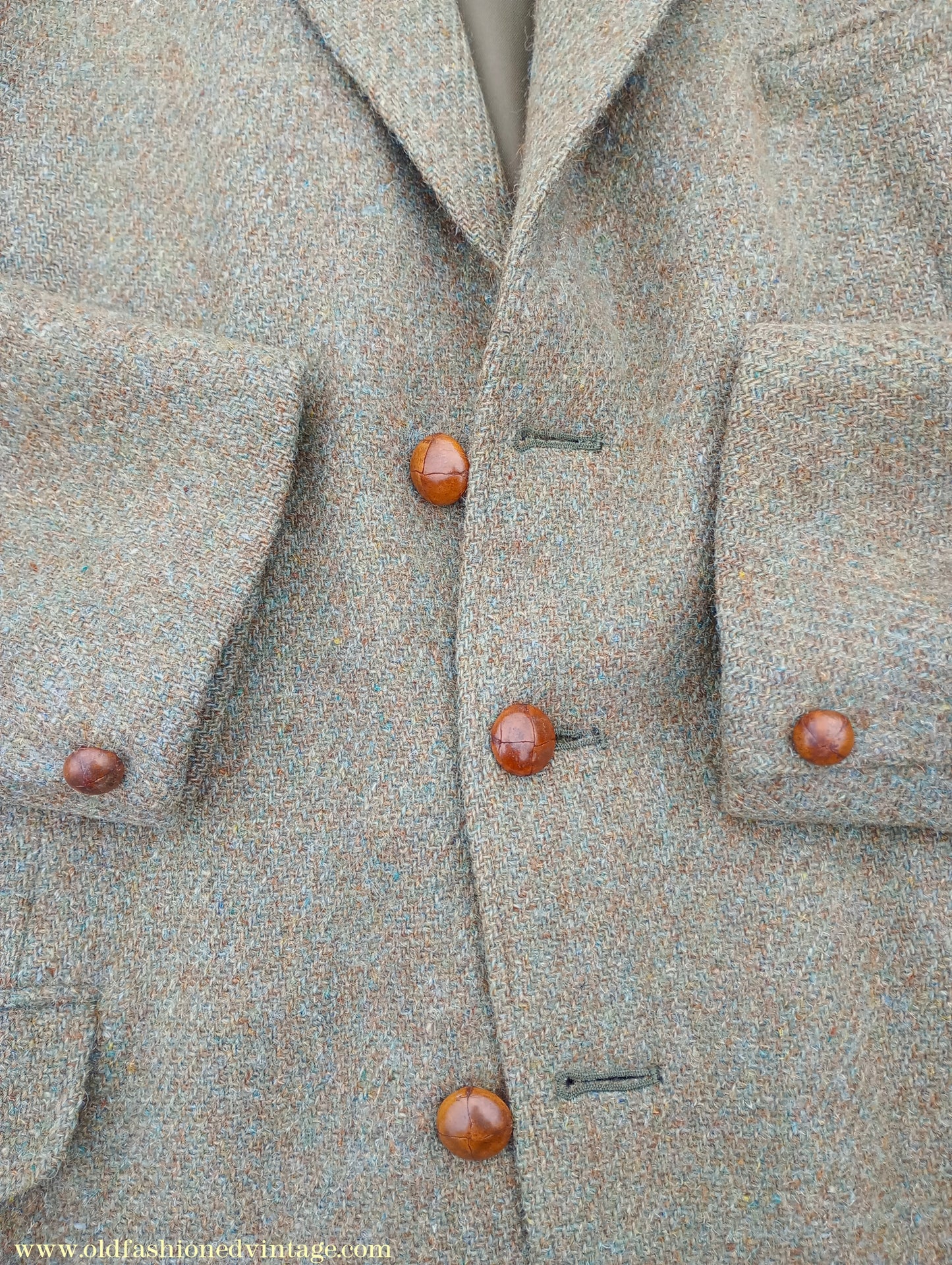 Vintage Mens 1950s 1960s Harris Tweed Sports Jacket Green Marl 38"