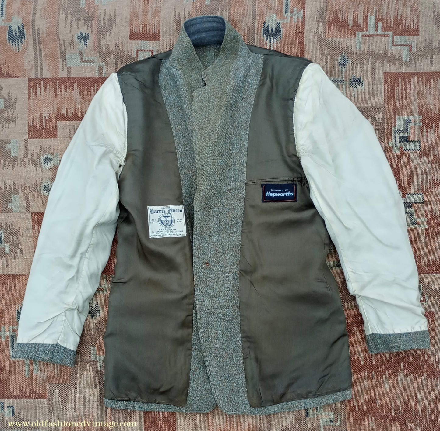 Vintage Mens 1950s 1960s Harris Tweed Sports Jacket Green Marl 38"