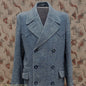 Vintage Mens 1940s Double Breasted Overcoat Coat Black White Grey Donegal Tweed Wool 38" Extra Long