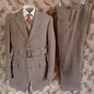 Mens Oliver Brown Norfolk Tweed Country Suit 4 Piece Brown Check Wool Belted Jacket 44"