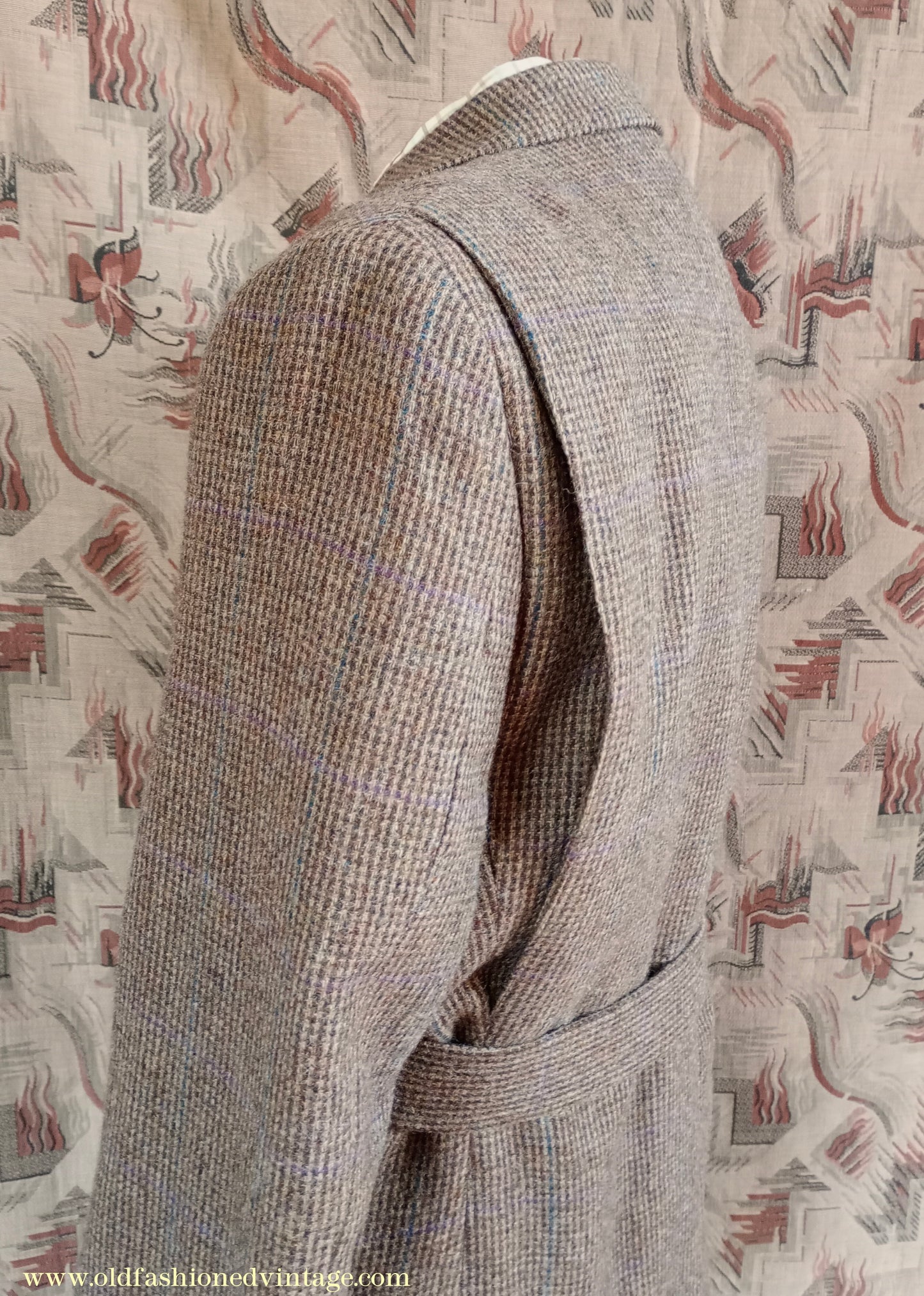 Mens Oliver Brown Norfolk Tweed Country Suit 4 Piece Brown Check Wool Belted Jacket 44"
