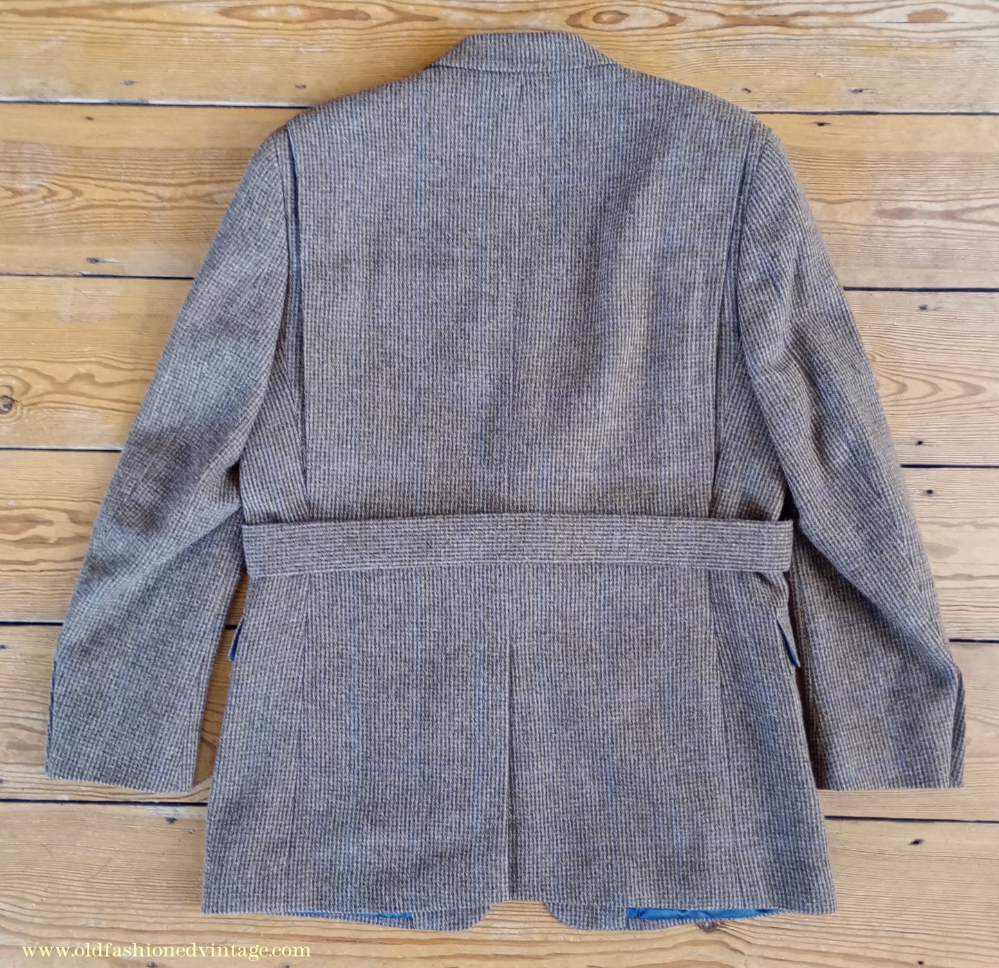 Mens Oliver Brown Norfolk Tweed Country Suit 4 Piece Brown Check Wool Belted Jacket 44"