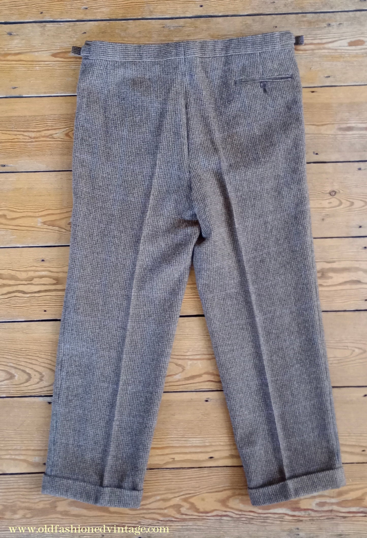 Mens Oliver Brown Norfolk Tweed Country Suit 4 Piece Brown Check Wool Belted Jacket 44"
