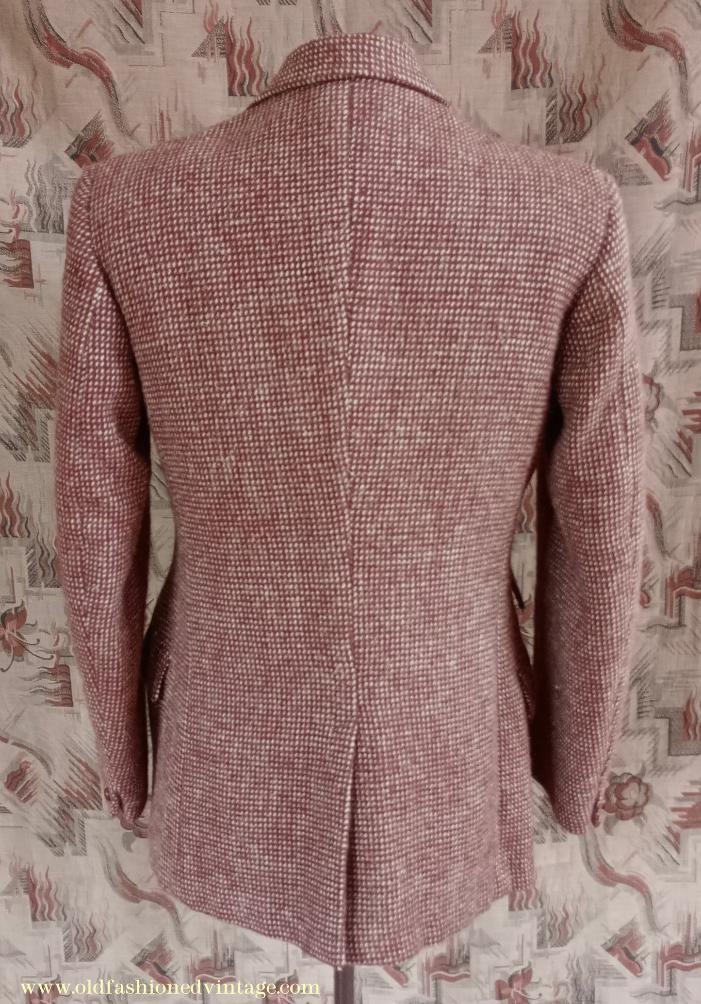 Vintage Mens 1940s 1950s Harris Tweed Sports Jacket Rust Brown White Check 37" 38"