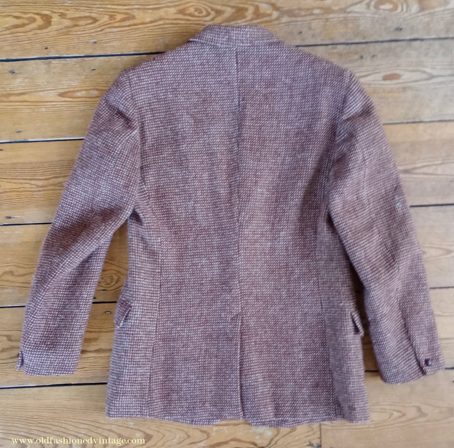 Vintage Mens 1940s 1950s Harris Tweed Sports Jacket Rust Brown White Check 37" 38"