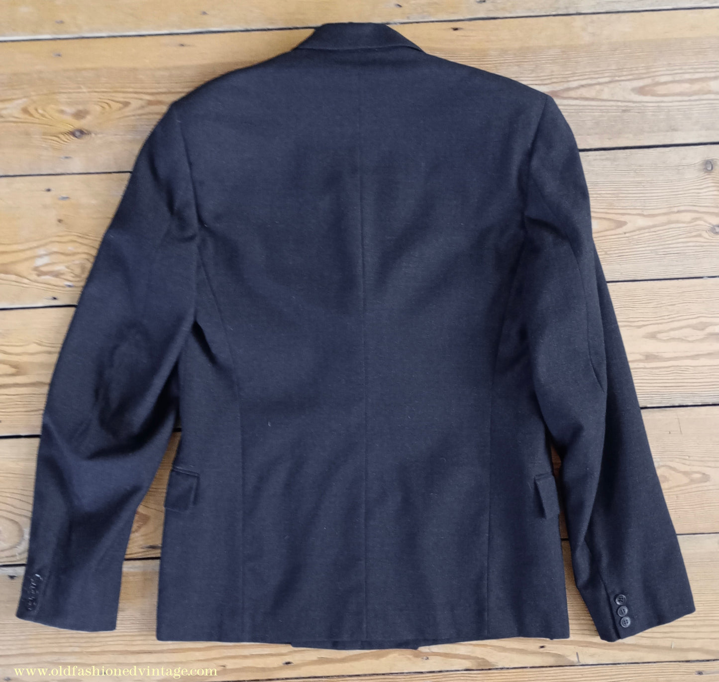Vintage Mens 1950s Burtons Double Breasted Suit Charcoal Grey Flannel 40" Long