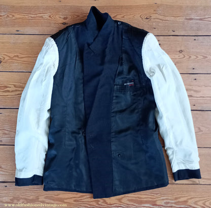 Vintage Mens 1950s Burtons Double Breasted Suit Charcoal Grey Flannel 40" Long