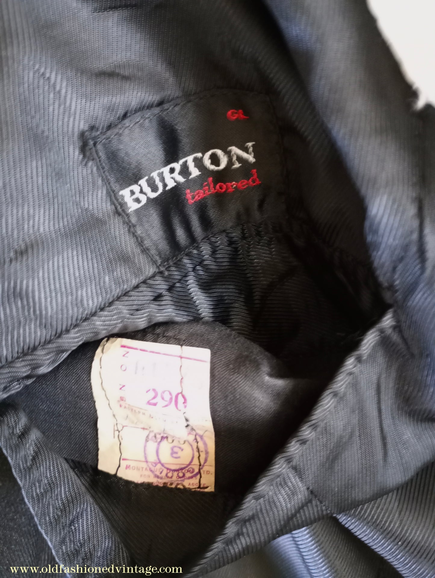 Vintage Mens 1950s Burtons Double Breasted Suit Charcoal Grey Flannel 40" Long